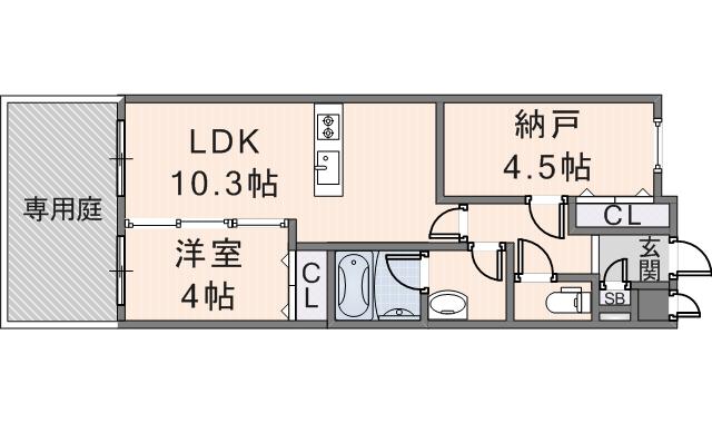 アベニュー瓢箪山(2LDK/3階)の間取り写真