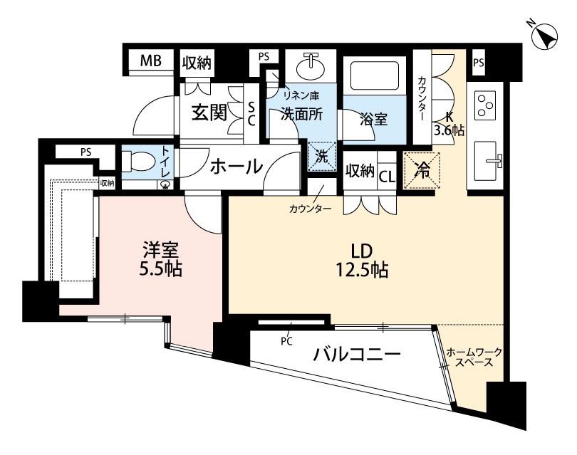BRANZ赤坂(1LDK/3階)の間取り写真