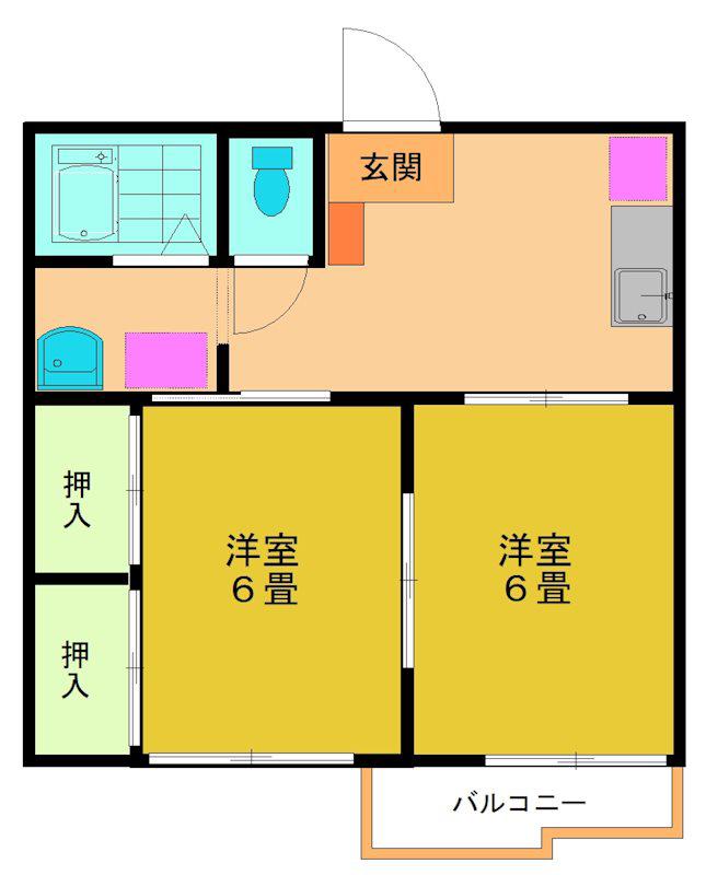 タウニィ2105(2DK/2階)の間取り写真