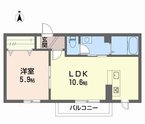 シャーメゾン駿(1LDK/1階)の間取り写真