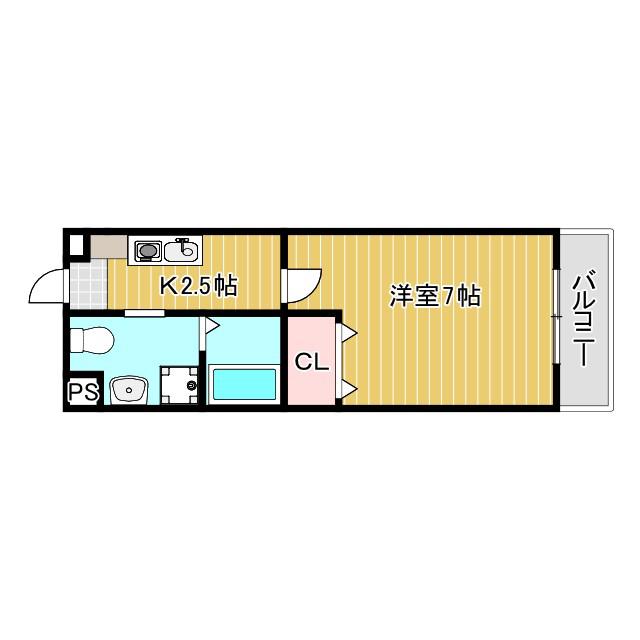 エクセル杭全(1K/3階)の間取り写真