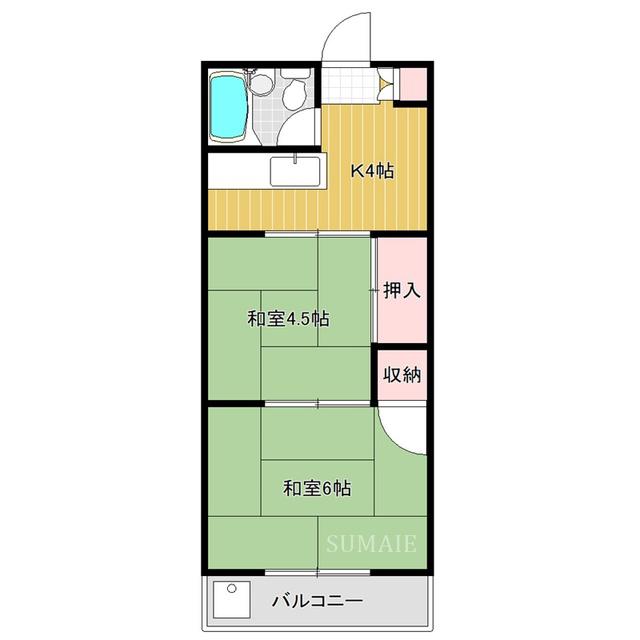 天王マンション(2K/1階)の間取り写真