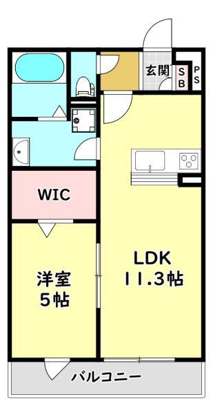 ミストラル(1LDK/3階)の間取り写真