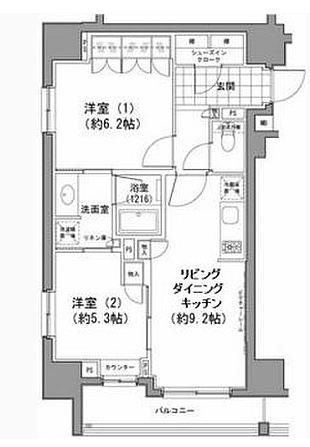 パークハビオ八丁堀(2LDK/8階)の間取り写真