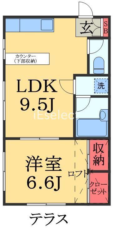 ベルファミーユ西都賀(1LDK/1階)の間取り写真