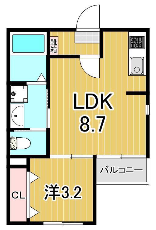 MEIU(1LDK/1階)の間取り写真