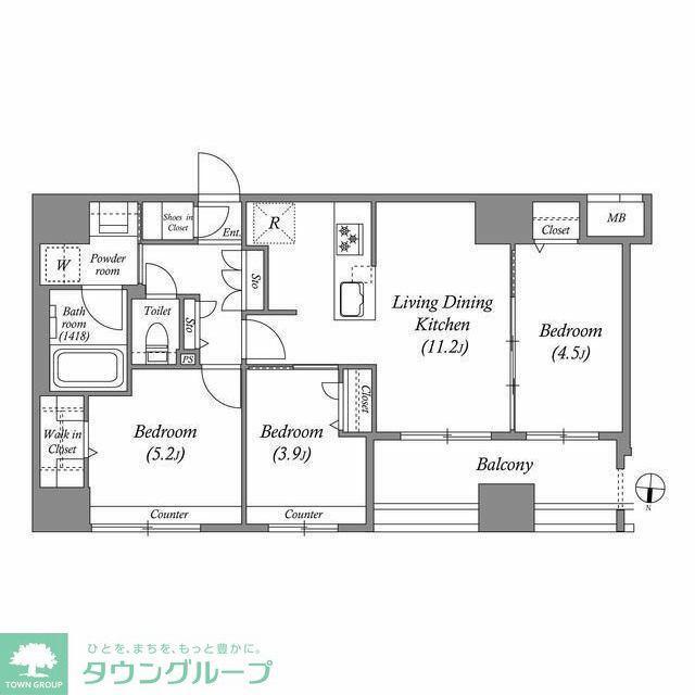ACP RESIDENCE 中野新橋(3LDK/12階)の間取り写真