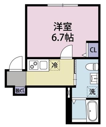 エフテラス井土ヶ谷(1K/2階)の間取り写真