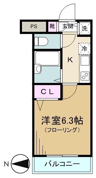 ジェノヴィア中野都立家政(1K/4階)の間取り写真