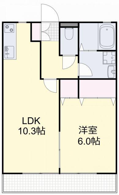 陽だまりハイツ(1LDK/1階)の間取り写真