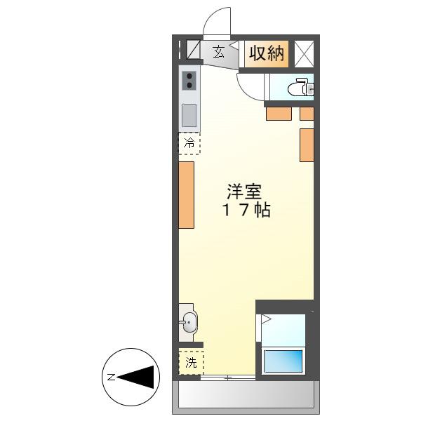 ミスティおいせ(ワンルーム/3階)の間取り写真