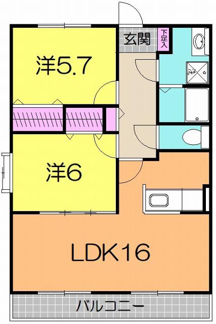 アルフォート長町(2LDK/1階)の間取り写真