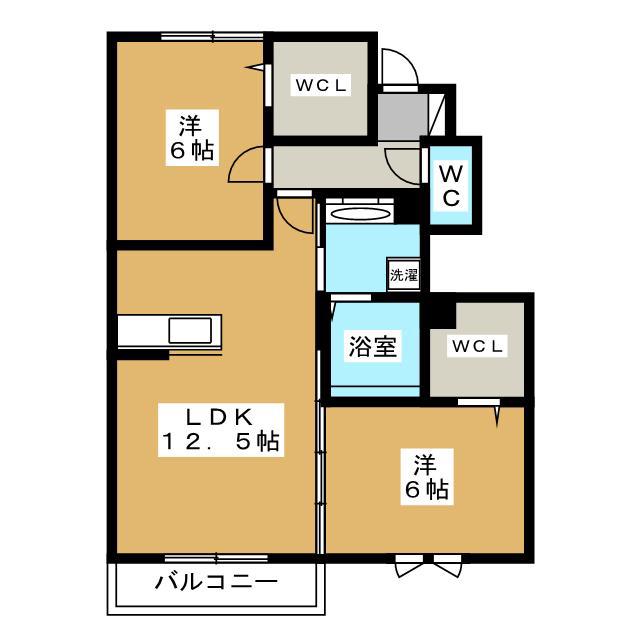 グローリータウンA(2LDK/1階)の間取り写真