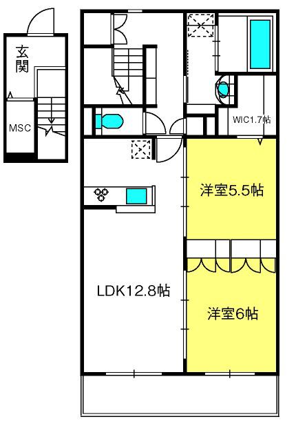 ルーチェ スギヤマ(2LDK/2階)の間取り写真