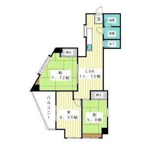 パール25(2DK/4階)の間取り写真