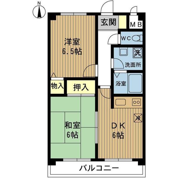 JP千船レジデンス(2DK/6階)の間取り写真