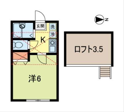 東京メトロ丸ノ内線 新高円寺駅 徒歩10分 2階建 築21年(1K/2階)の間取り写真