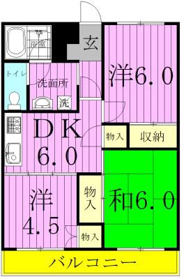 ローヤルハイツ澁谷(3DK/3階)の間取り写真