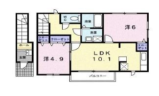 サニーウエストB(2LDK/2階)の間取り写真