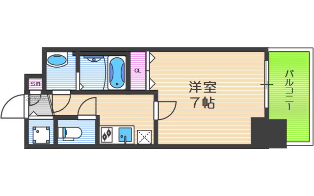 フォーリアライズ南堀江ヴィータ(1K/12階)の間取り写真