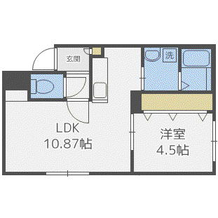 ブルーヒルト中の島(1LDK/2階)の間取り写真