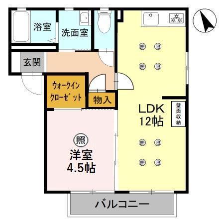 サニーコートA 1LDK(1LDK/2階)の間取り写真