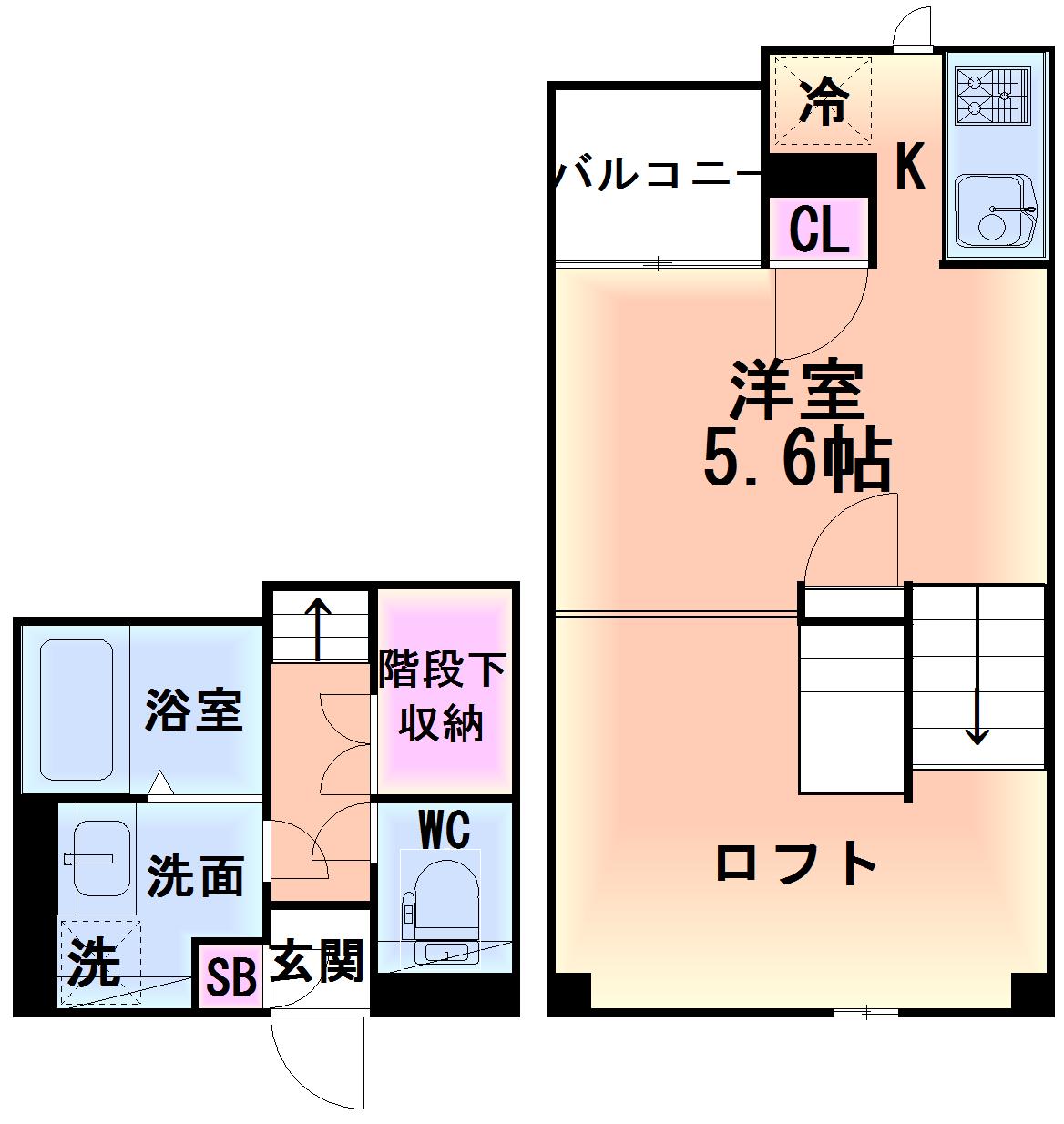 CB鴻巣フィオーレ(1K/1階)の間取り写真