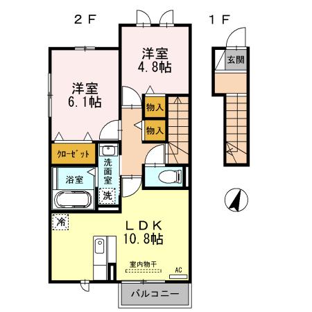 メゾン プラック(2LDK/2階)の間取り写真