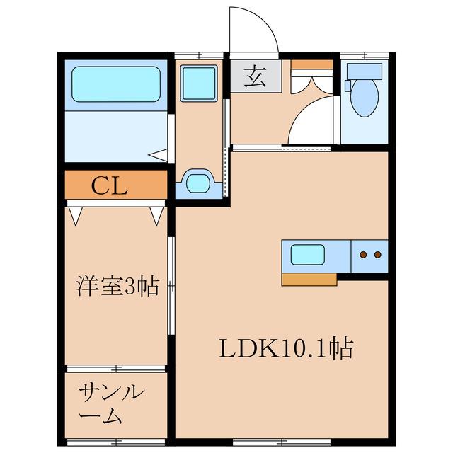 CREST VILLA A棟(1LDK/2階)の間取り写真