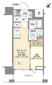 クレヴィア日本橋水天宮前 HAMACHO RESIDENCE(1DK/11階)の間取り写真
