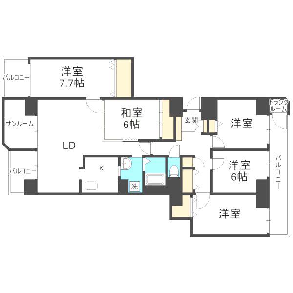 ロイヤルシャトー北広島サウスステージ(5LDK/2階)の間取り写真