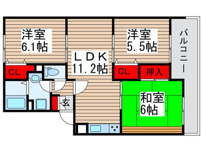 サンフィールド松戸(3LDK/1階)の間取り写真