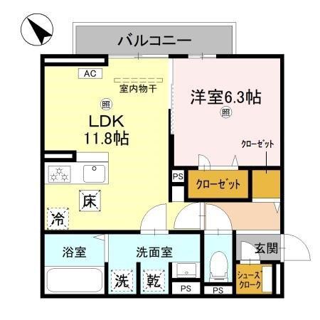 D-PLACE良野(1LDK/1階)の間取り写真
