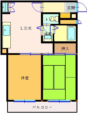 ラグーネ品川203台場幼稚園小前(2LDK/2階)の間取り写真