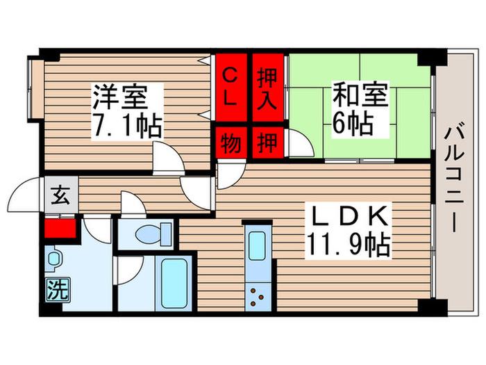 アウラ10(2LDK/6階)の間取り写真