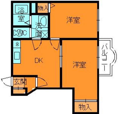 ガーデンヒルズ斑鳩1(2DK/1階)の間取り写真