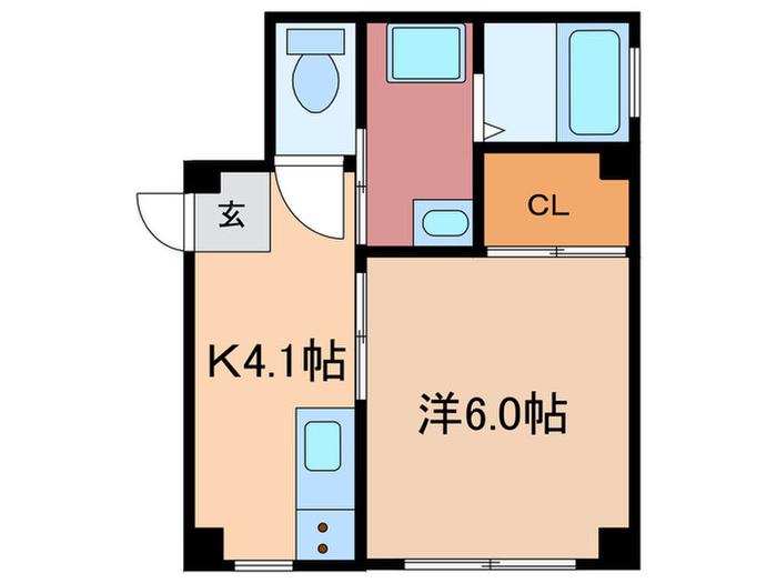 寿ビル(1K/3階)の間取り写真