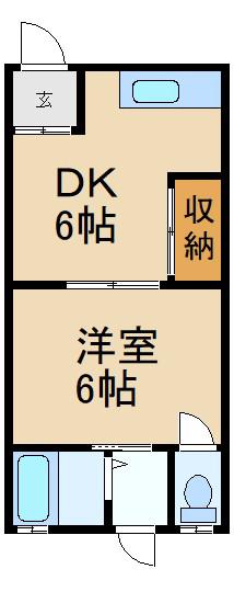 JOB-I号館(1DK/1階)の間取り写真