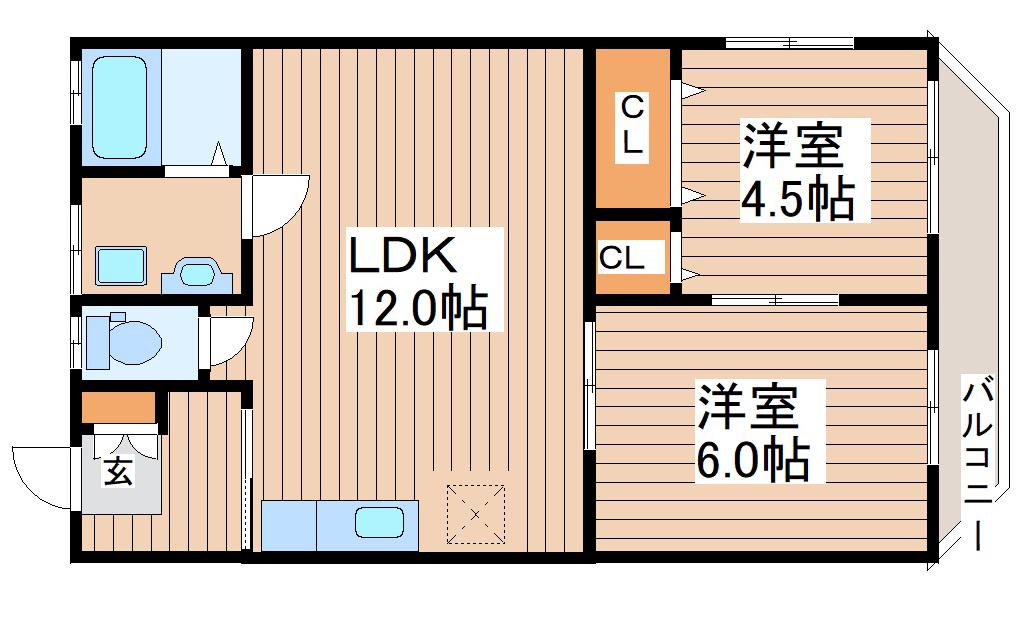 第二及川コーポ(2LDK/2階)の間取り写真