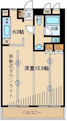 千浜ビル(1K/10階)の間取り写真
