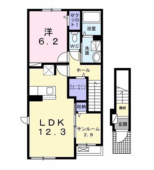 プロスぺラージュ(1LDK/2階)の間取り写真