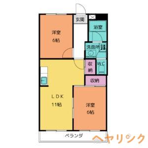 セントール原(2LDK/4階)の間取り写真