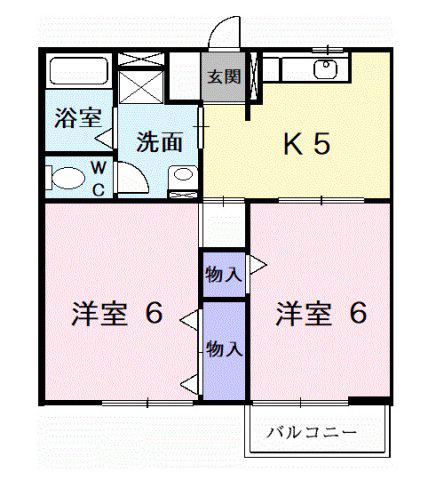 メゾンリヴェール(2DK/1階)の間取り写真