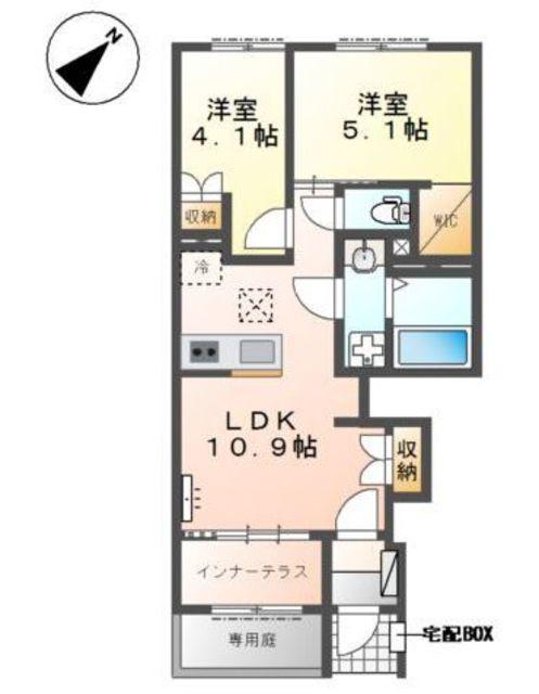 エクステンド・H(2LDK/1階)の間取り写真