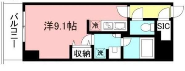 プライムメゾン初台(ワンルーム/14階)の間取り写真