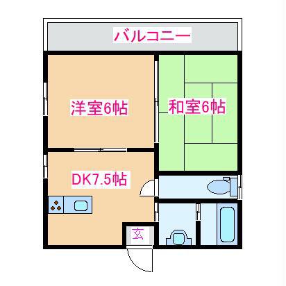 ケサイチハイツ(2DK/1階)の間取り写真