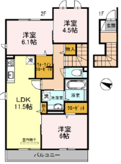 プルメリアF(3LDK/2階)の間取り写真