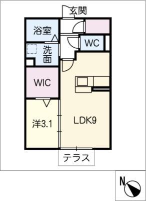 エステート松崎A棟(1LDK/1階)の間取り写真