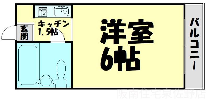 BASE-ONE貝塚(ワンルーム/2階)の間取り写真