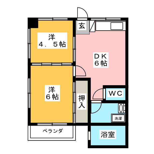 第三大竹ハイツ(2DK/2階)の間取り写真